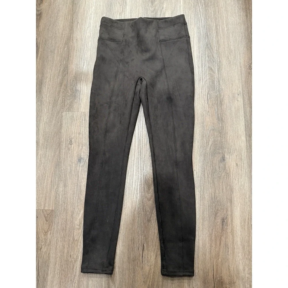SPANX Faux Suede Leggings shapewear chocolate brown‎ pull on Medium